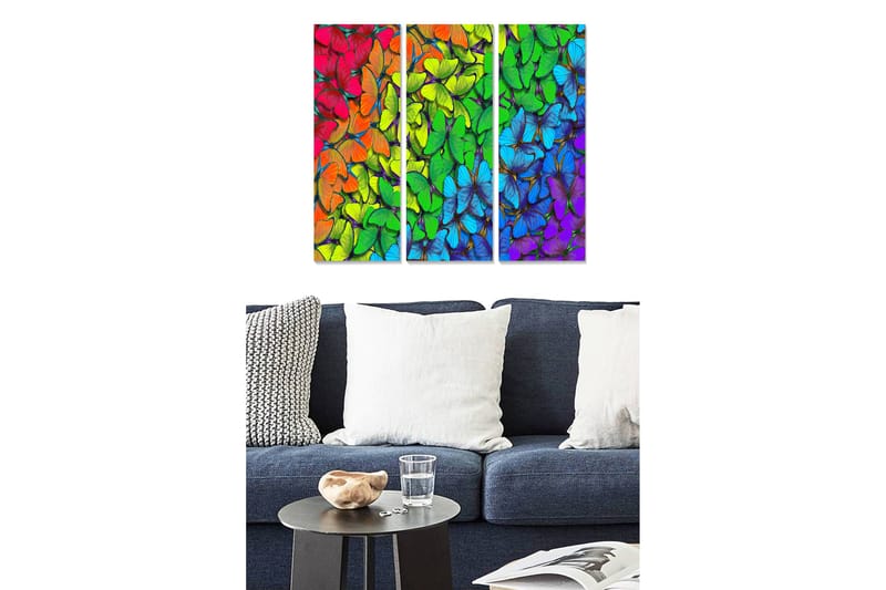 Canvasbilde Floral 3-pk flerfarget - 22x05 cm - Interiør - Maleri & posters - Lerretsbilder