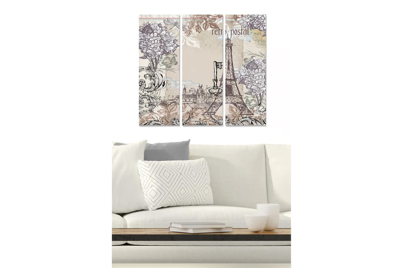 Canvasbilde Floral 3-pk flerfarget - 22x05 cm - Interiør - Maleri & posters - Lerretsbilder