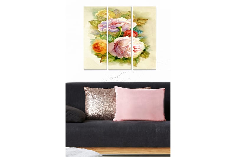 Canvasbilde Floral 3-pk flerfarget - 22x05 cm - Interiør - Maleri & posters - Lerretsbilder