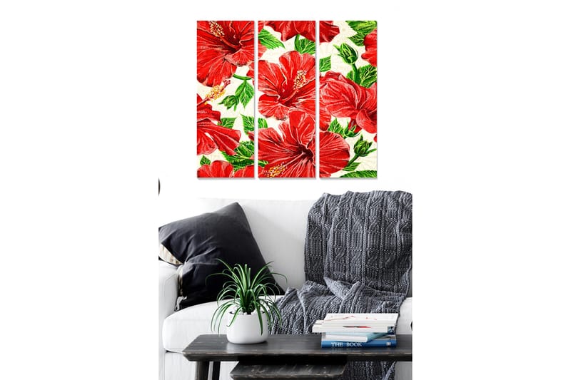 Canvasbilde Floral 3-pk flerfarget - 22x05 cm - Interiør - Maleri & posters - Lerretsbilder