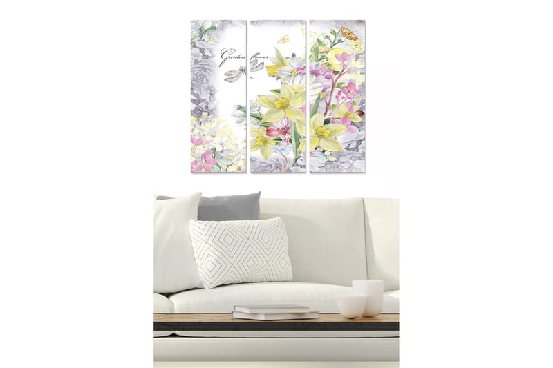 Canvasbilde Floral 3-pk flerfarget - 22x05 cm - Interiør - Maleri & posters - Lerretsbilder