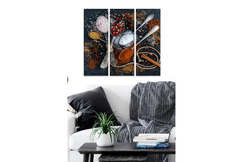 Canvasbilde Kitchen 3-pk Flerfarget - 22x05 cm - Interiør - Maleri & posters - Lerretsbilder