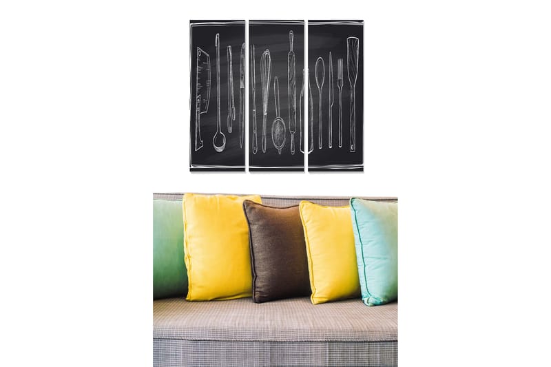 Canvasbilde Kitchen 3-pk Flerfarget - 22x05 cm - Interiør - Maleri & posters - Lerretsbilder