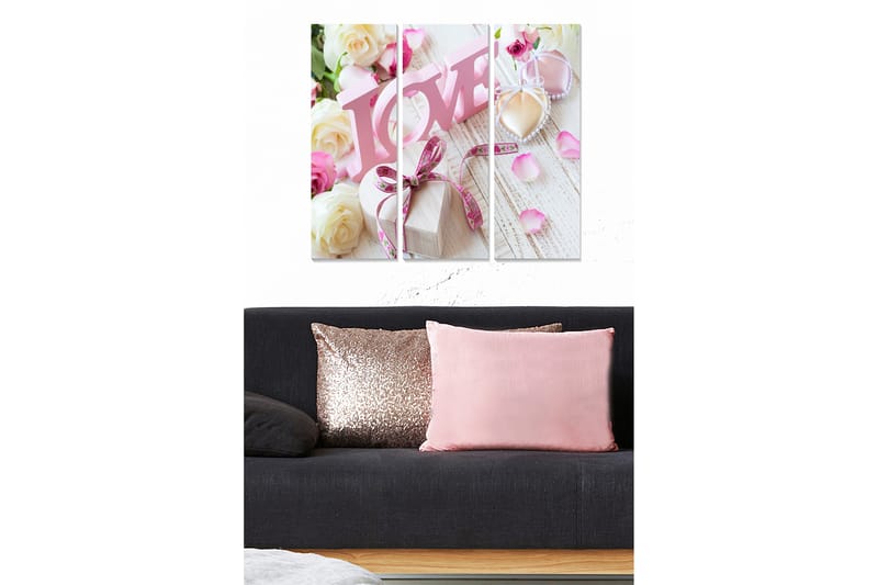 Canvasbilde Love 3-pk Flerfarget - 22x05 cm - Interiør - Maleri & posters - Lerretsbilder