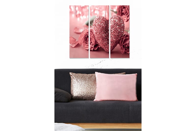 Canvasbilde Love 3-pk Flerfarget - 22x05 cm - Interiør - Maleri & posters - Lerretsbilder