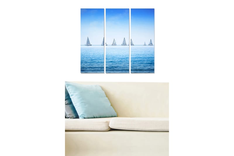 Canvasbilde Nautical 3-pk Flerfarget - 22x05 cm - Interiør - Maleri & posters - Lerretsbilder