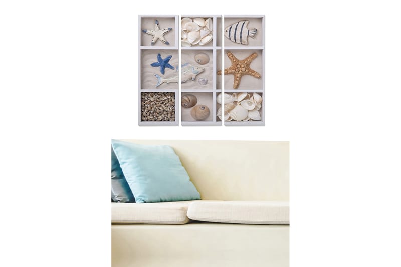 Canvasbilde Nautical 3-pk Flerfarget - 22x05 cm - Interiør - Maleri & posters - Lerretsbilder