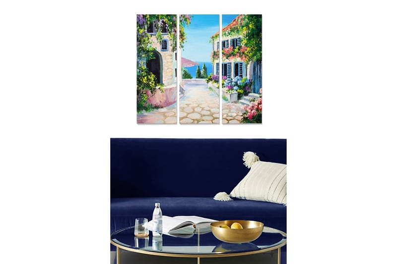 Canvasbilde Scenic 3-pk flerfarget - 22x05 cm - Interiør - Maleri & posters - Lerretsbilder