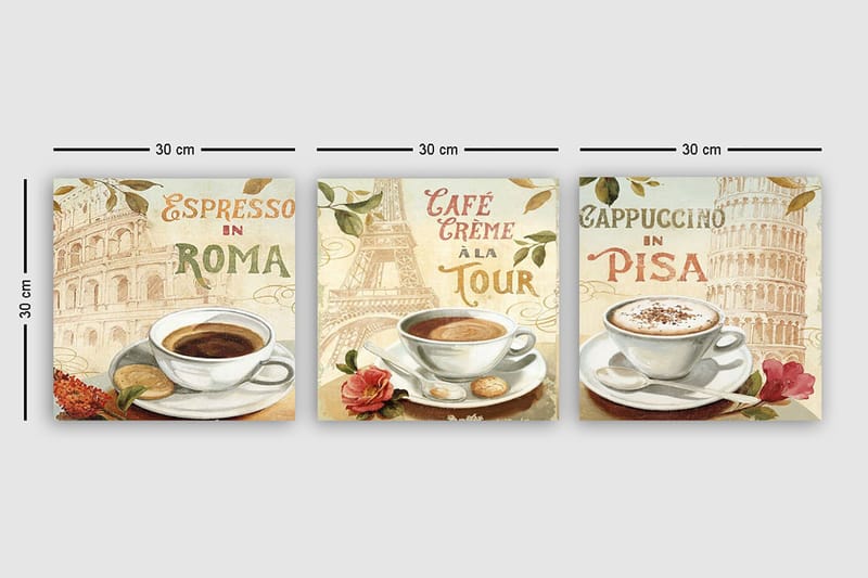 Canvasbilde VP Italy 3-pk Flerfarget - 33x03 cm - Interiør - Maleri & posters - Lerretsbilder