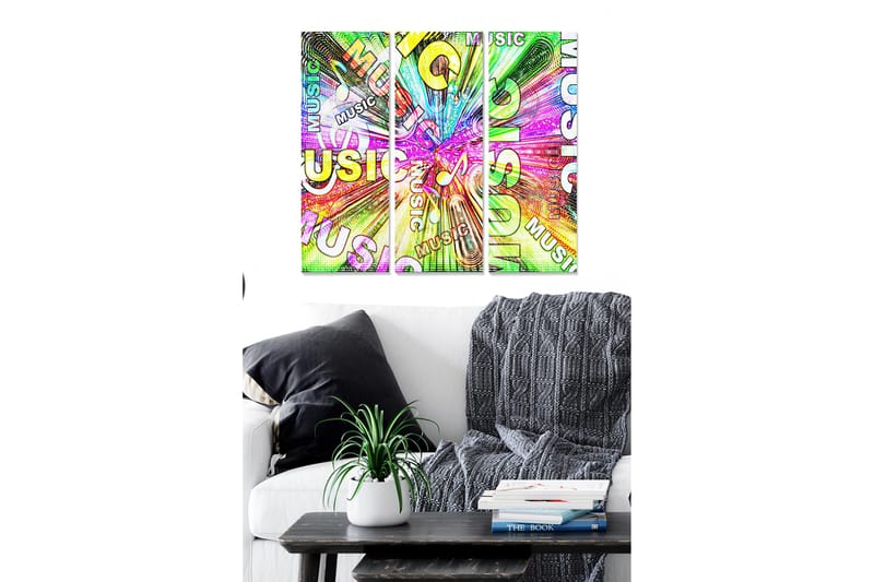 Dekorativ MDF-maling 3-Deler 20x50 cm - Flerfarget - Interiør - Maleri & posters - Lerretsbilder