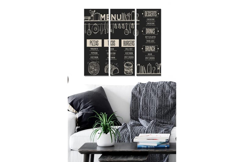 Dekorativ MDF-maling 3-Deler 20x50 cm - Flerfarget - Interiør - Maleri & posters - Lerretsbilder