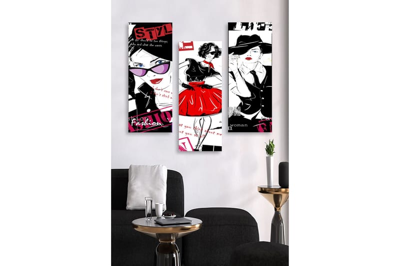 Dekorativ MDF-maling 3-Deler 20x50 cm - Flerfarget - Interiør - Maleri & posters - Lerretsbilder