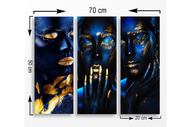 Dekorativ MDF-maling 3-Deler 20x50 cm - Flerfarget - Lerretsbilder