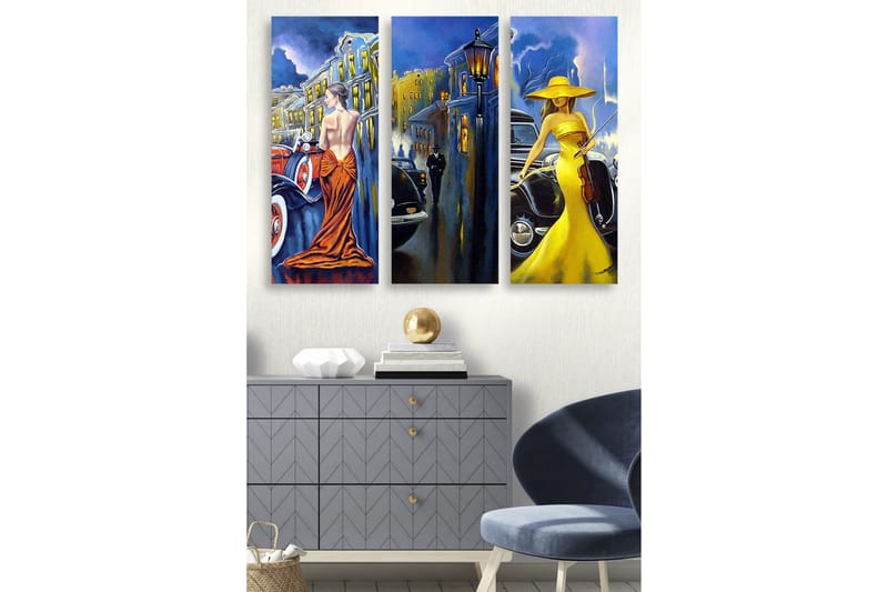 Dekorativ MDF-maling 3-Deler 20x50 cm - Flerfarget - Interiør - Maleri & posters - Lerretsbilder