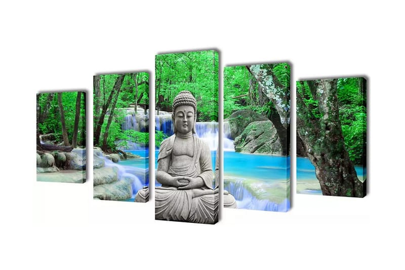 Kanvas Flerdelt Veggdekorasjon Buddha 200 x 100 cm - Flerfarget - Interiør - Maleri & posters - Lerretsbilder