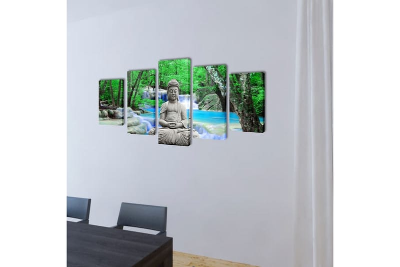 Kanvas Flerdelt Veggdekorasjon Buddha 200 x 100 cm - Flerfarget - Interiør - Maleri & posters - Lerretsbilder