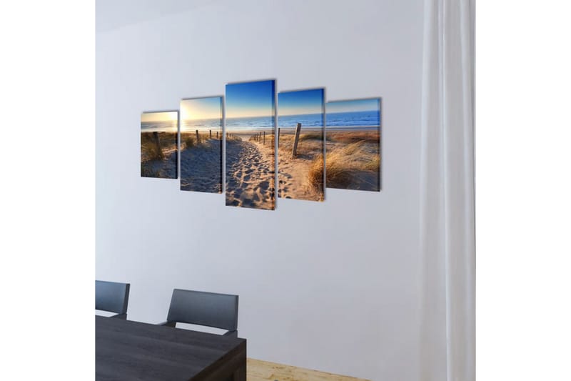 Kanvas Flerdelt Veggdekorasjon Sandstrand 100 x 50 cm - Flerfarget - Interiør - Maleri & posters - Lerretsbilder