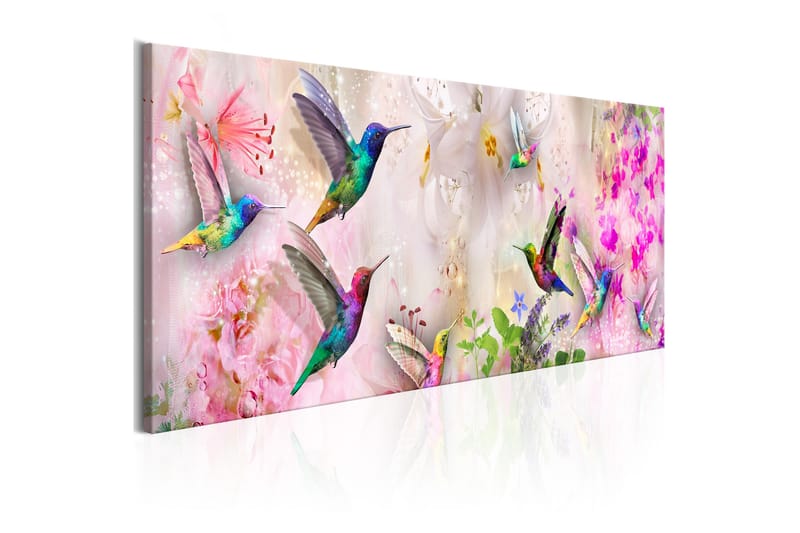 Tavle Colourful Hummingbirds (1 Part) Narrow 135X45 - Artgeist sp. z o. o. - Interiør - Maleri & posters - Lerretsbilder