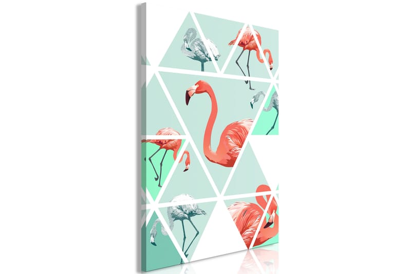 Tavle Geometric Flamingos (1 Part) Vertical 40X60 - Artgeist sp. z o. o. - Interiør - Maleri & posters - Lerretsbilder