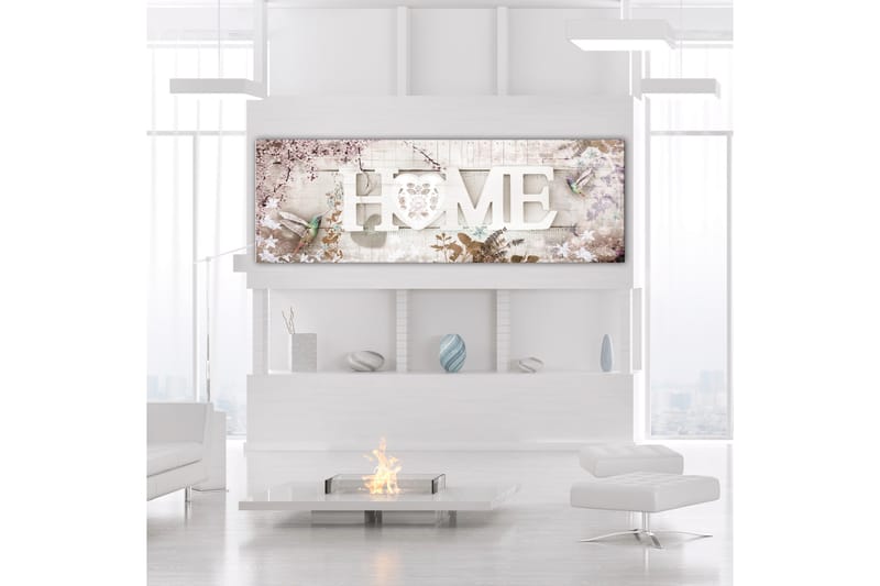 Tavle Home And Hummingbirds (1 Part) Beige Narrow 120X40 - Artgeist sp. z o. o. - Interiør - Maleri & posters - Lerretsbilder