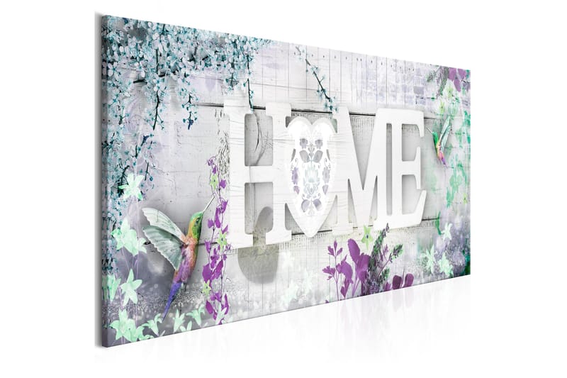 Tavle Home And Hummingbirds (1 Part) Green Narrow 120X40 - Artgeist sp. z o. o. - Interiør - Maleri & posters - Lerretsbilder