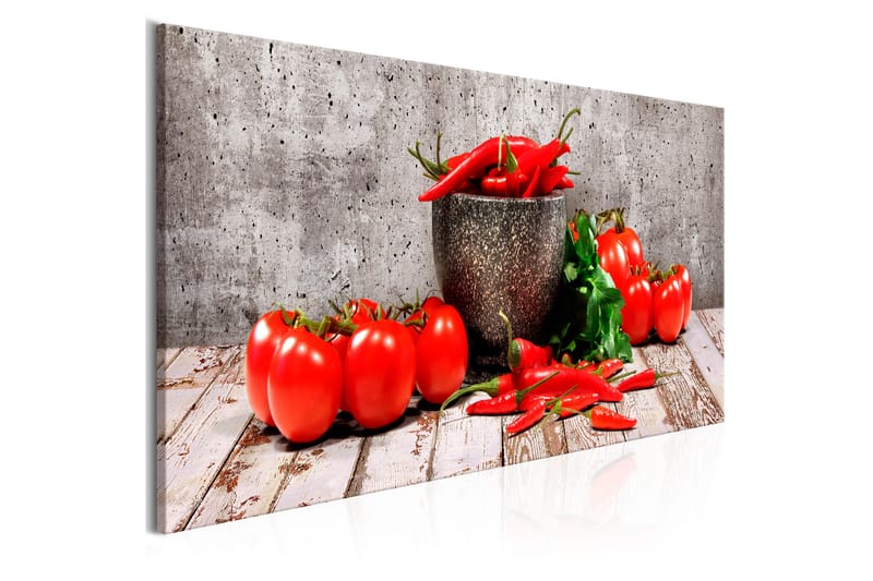 Tavle Red Vegetables (1 Part) Concrete Narrow 135X45 - Artgeist sp. z o. o. - Interiør - Maleri & posters - Lerretsbilder