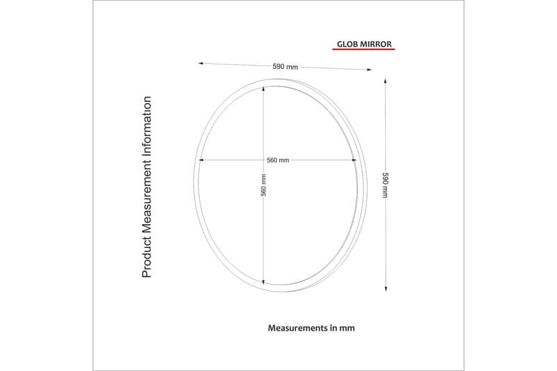 Speil Coner 59 cm - Hvit - Interiør - Speil - Gangspeil