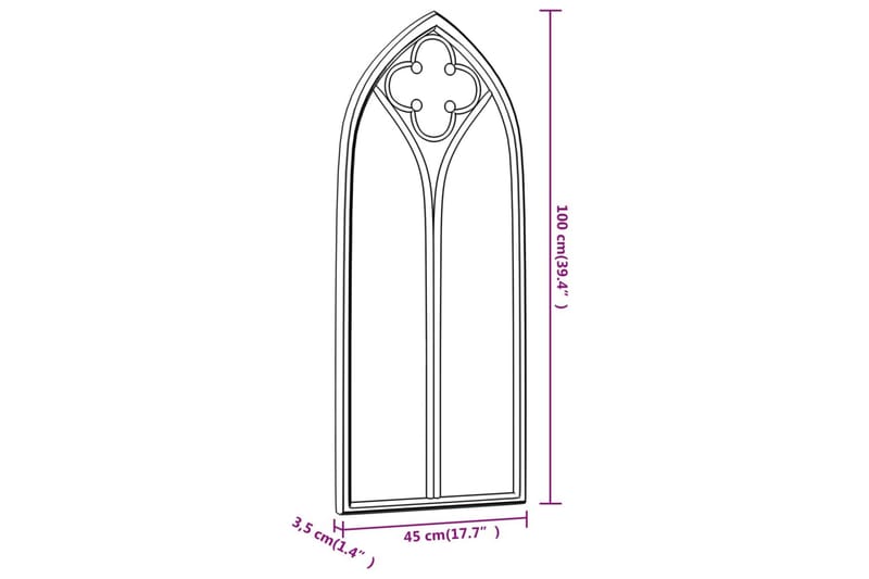 Hagespeil svart 100x45 cm for utendørs bruk jern - Svart - Interiør - Speil - Gangspeil