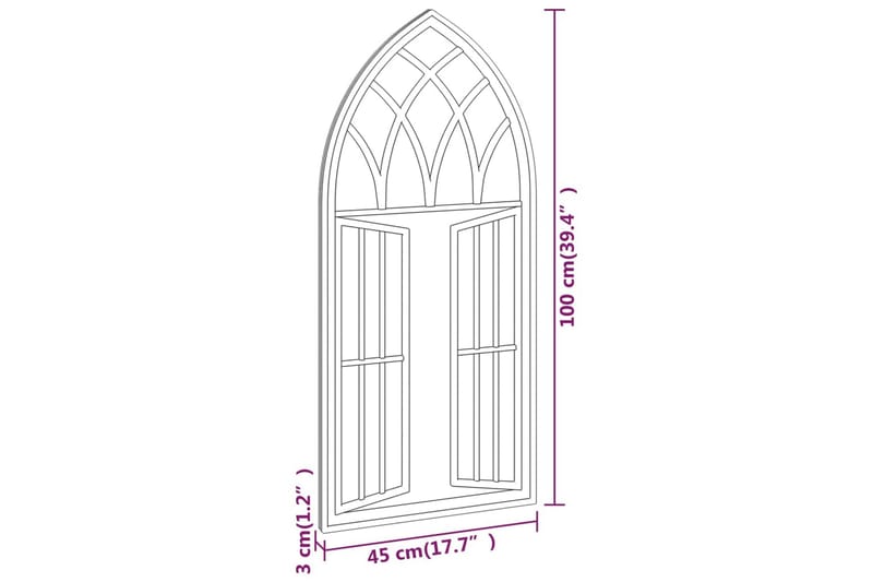 Hagespeil svart 100x45 cm for utendørs bruk jern - Svart - Interiør - Speil - Gangspeil
