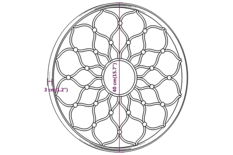 Hagespeil svart 40x3 cm for utendørs bruk jern - Svart - Interiør - Speil - Gangspeil