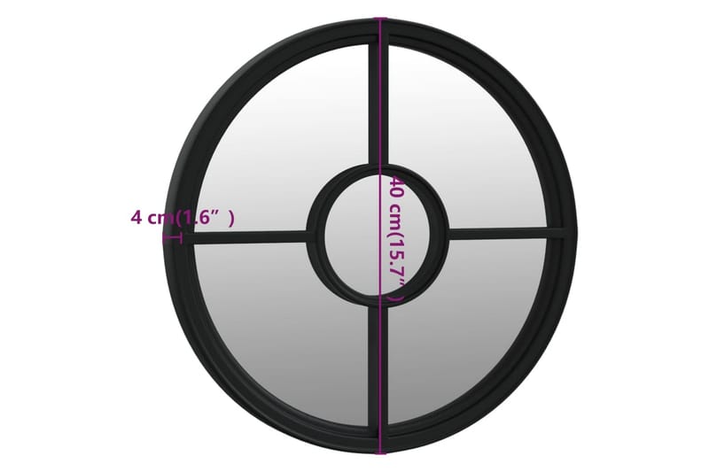 Hagespeil svart 40x4 cm for utendørs bruk jern - Svart - Interiør - Speil - Gangspeil