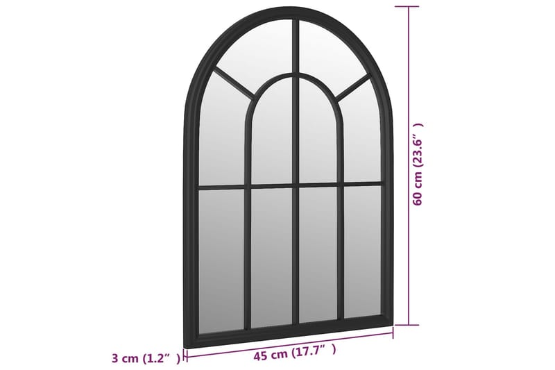 Hagespeil svart 60x45 cm for utendørs bruk jern - Interiør - Speil - Gangspeil