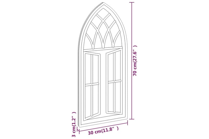 Hagespeil svart 70x30 cm for utendørs bruk jern - Svart - Interiør - Speil - Gangspeil