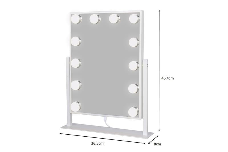 Sminkespeil Glow 36,5 cm med LED Belysning - Hvit - Interiør - Speil - Sminkespeil