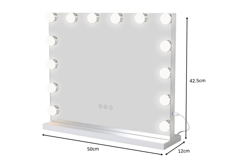 Sminkespeil Glow 50 cm med LED Belysning - Hvit - Interiør - Speil - Sminkespeil