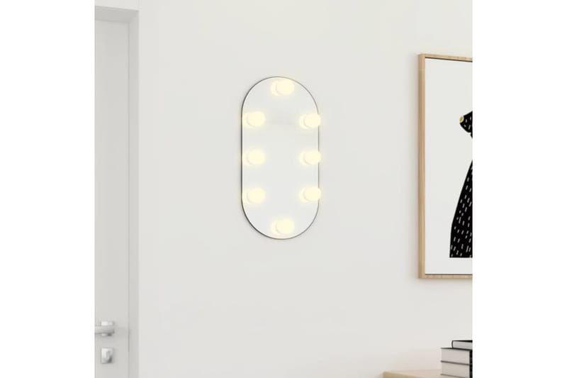 Speil med LED-lys 40x20 cm glass oval - Silver - Interiør - Speil - Gangspeil