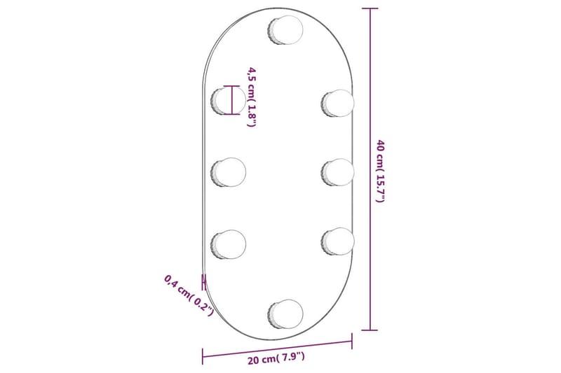 Speil med LED-lys 40x20 cm glass oval - Silver - Interiør - Speil - Gangspeil