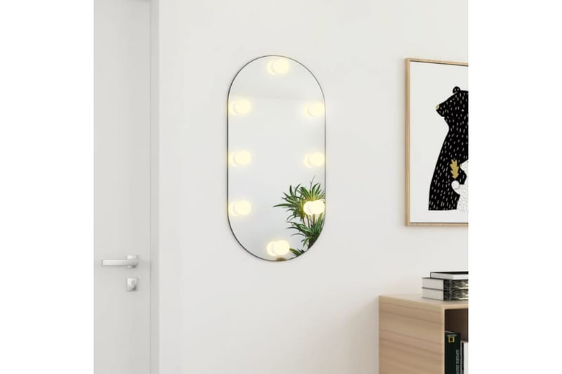 Speil med LED-lys 80x40 cm glass oval - Silver - Interiør - Speil - Gangspeil