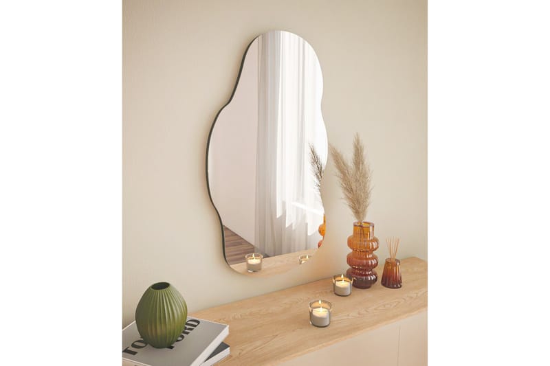 Speil Bebe 40 cm Asymmetrisk - Svart - Gangspeil - Speil med belysning - Helkroppsspeil - Veggspeil