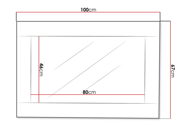 Speil Cezar 100X2X44 Cm - Grå/Hvit - Interiør - Speil - Veggspeil