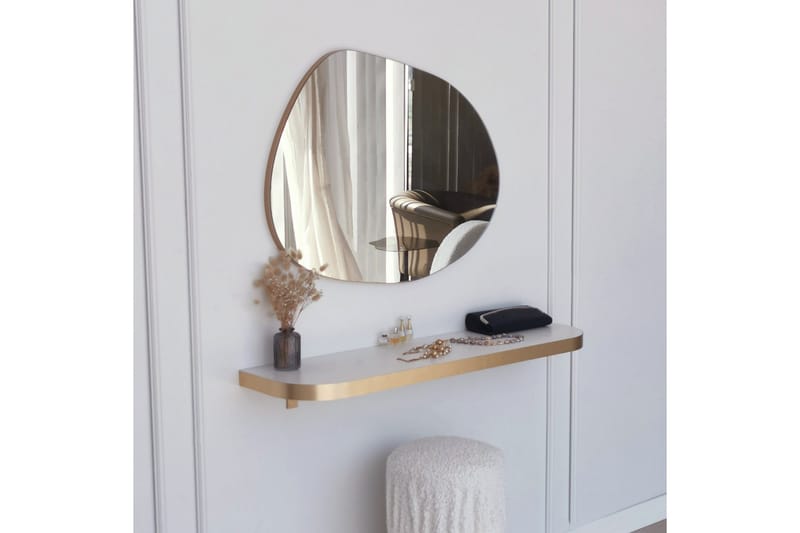 Speil Gustow 75 cm Rektangulær - Gull - Gangspeil - Speil med belysning - Helkroppsspeil - Veggspeil