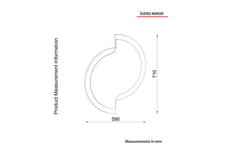 Speil Kirkness 59 cm - Valnøtt|Svart - Interiør - Speil - Veggspeil