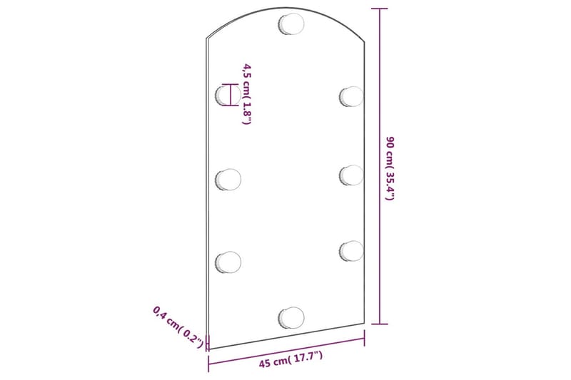 Speil med LED-lys 90x45 cm glass oval - Silver - Interiør - Speil - Veggspeil