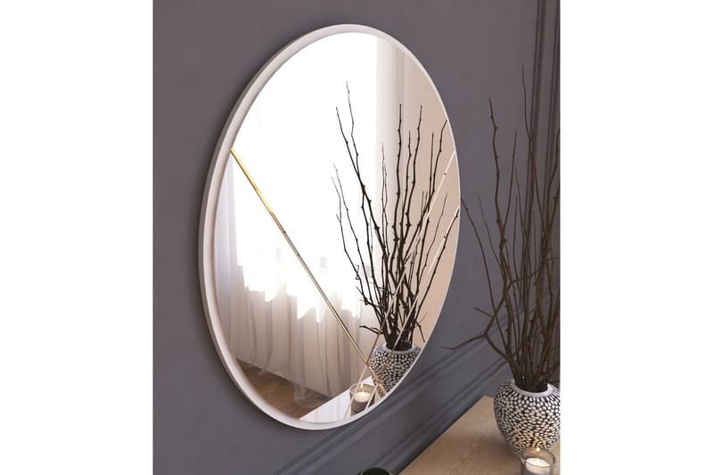 Speil Smooth 60 cm Rund - Hvit - Gangspeil - Speil med belysning - Helkroppsspeil - Veggspeil