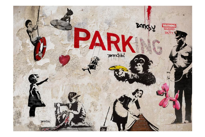 Fototapet Banksy Graffiti Collage 200x140 - Finnes i flere størrelser - Interiør - Tapet - Fototapeter