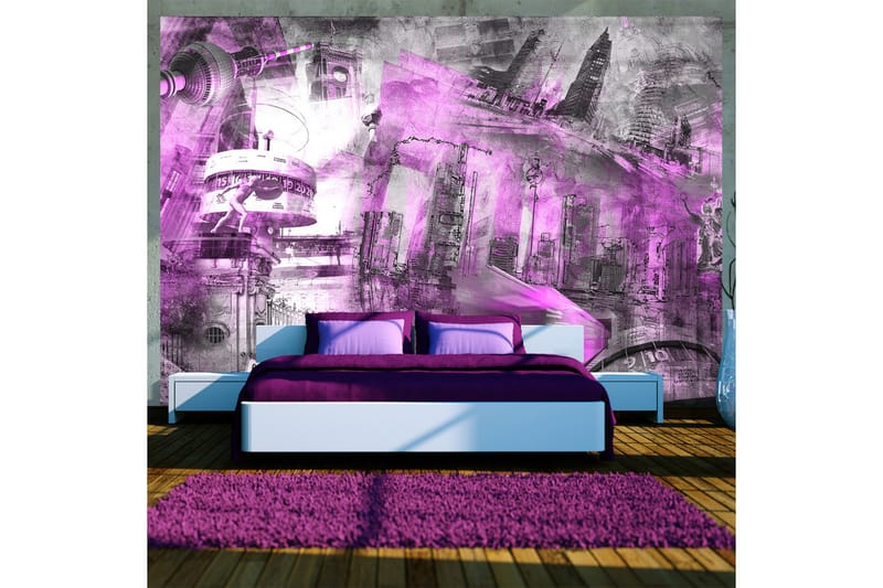 Fototapet Berlin Collage Violet 200x140 - Artgeist sp. z o. o. - Interiør - Tapet - Fototapeter