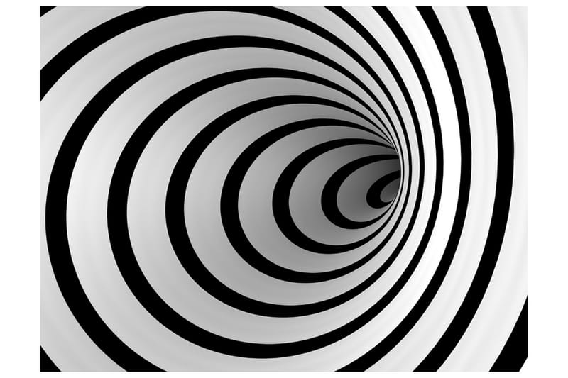 Fototapet Black And White 3D Tunnel 200x154 - Artgeist sp. z o. o. - Interiør - Tapet - Fototapeter