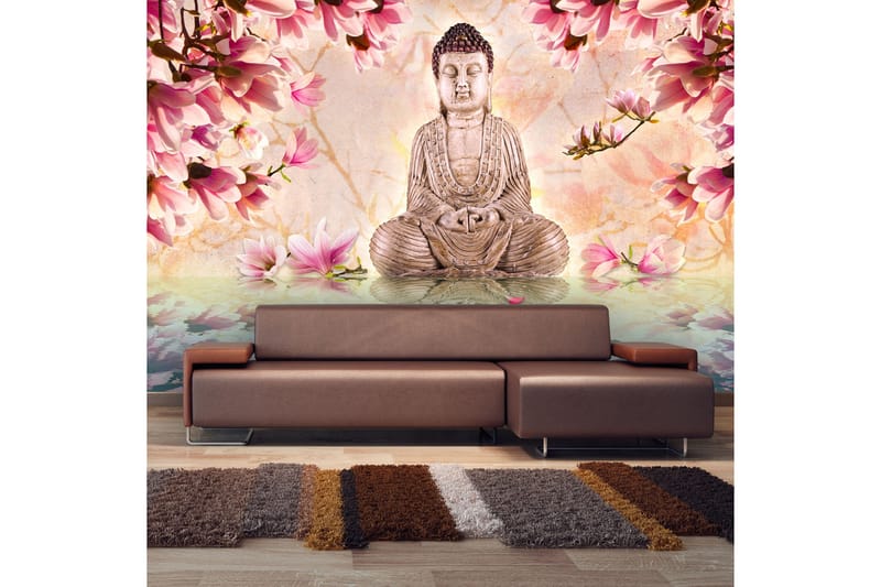 Fototapet Buddha And Magnolia 450x270 - Artgeist sp. z o. o. - Interiør - Tapet - Fototapeter