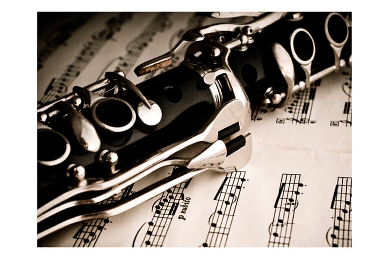 Fototapet Clarinet And Music Notes 250x193 - Artgeist sp. z o. o. - Interiør - Tapet - Fototapeter