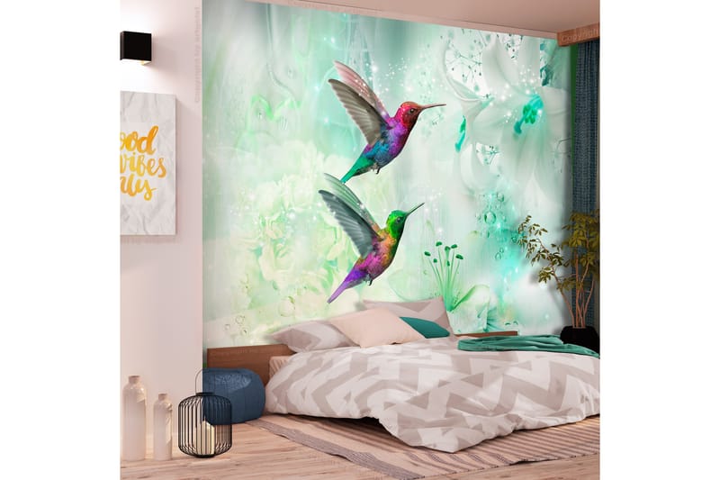 Fototapet Colorful Hummingbirds Green 150x105 - Finnes i flere størrelser - Interiør - Tapet - Fototapeter